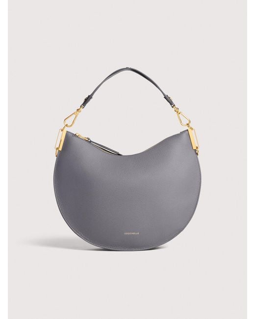 Coccinelle Gray Two-Sided Leather Shoulder Bag Sunup Medium