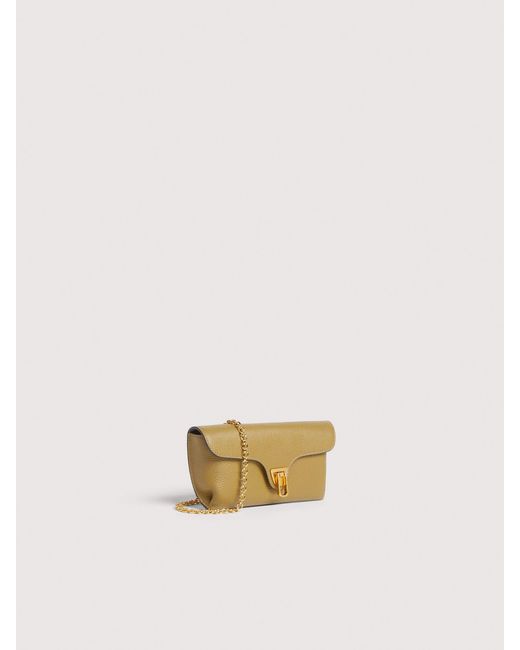 Coccinelle Natural Grained Leather Handbag Double Beat Medium