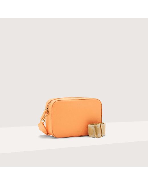 Coccinelle Orange Grained Leather Crossbody Bag Tebe Small