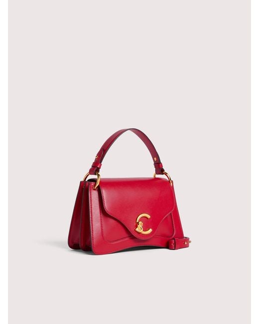 Coccinelle Red Smooth Calf Leather Handbag C-Me Small
