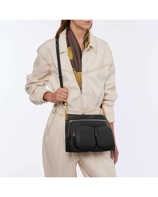 Coccinelle Grained Leather Handbag Hyle Medium in Black | Lyst