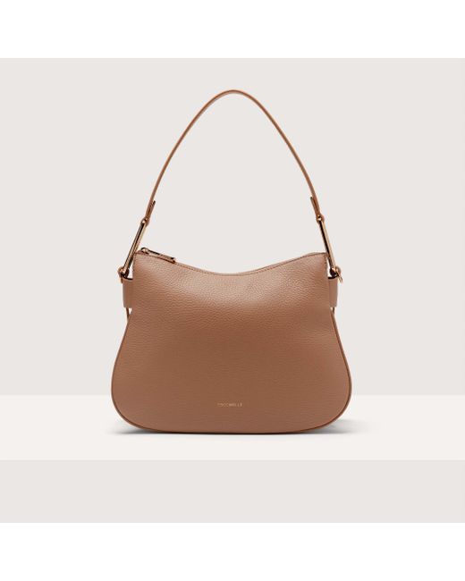 Coccinelle Brown Grained Leather Shoulder Bag Magie Soft Small
