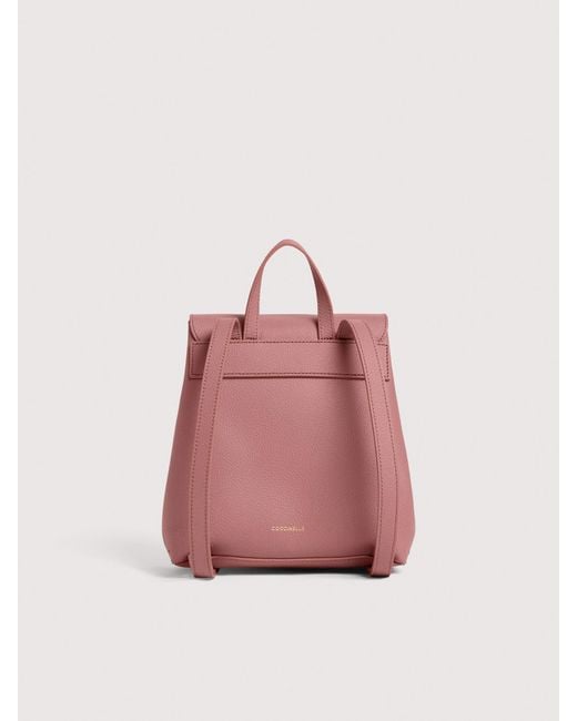 Coccinelle Pink Grained Leather Backpack Nikla Mini