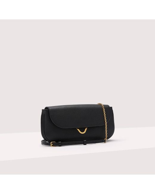 Coccinelle Black Minibag aus genarbtem Leder Dew