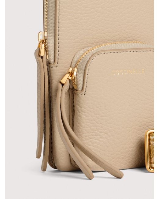Coccinelle Natural Grained Leather Phone Holder Pixie Mini
