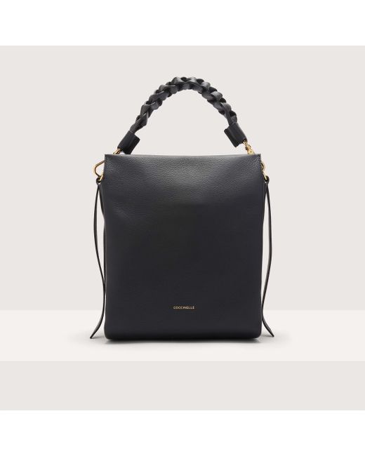Coccinelle Black Two-Sided Leather Shoulder Bag Boheme Medium