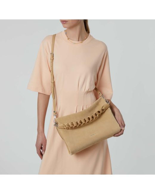 Coccinelle Natural Suede And Grained Leather Shoulder Bag Boheme Suede Bimaterial Medium