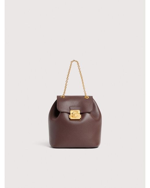 Coccinelle Multicolor Grained Leather Backpack C-Me Lock Small