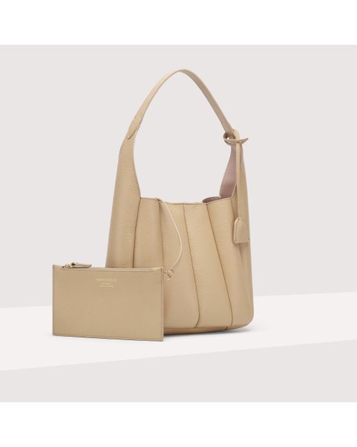 Coccinelle Natural Grained Leather Shoulder Bag Bundie Small