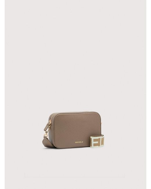Coccinelle Natural Grained Leather Crossbody Bag Tebe Small