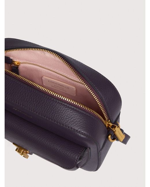 Coccinelle Blue Grainy Leather Crossbody Bag Beat Soft Small