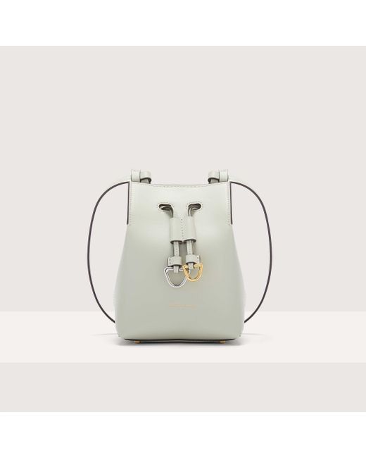 Coccinelle Metallic Cowhide Leather Bucket Bag Roundabout Cowhide Small