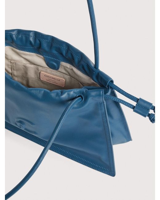 Coccinelle Blue Smooth Leather Shoulder Bag Dulse Medium