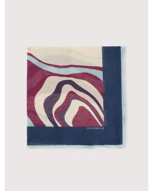 Coccinelle Blue Wool And Viscose Shawl Stone Layers
