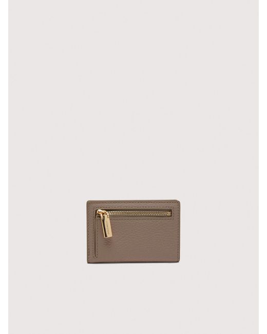 Coccinelle White Grained Leather Card Holder Metallic Small
