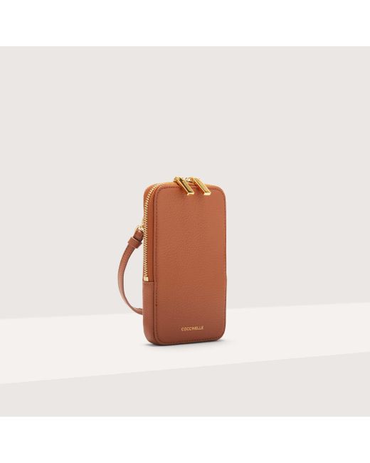 Coccinelle Brown Grained Leather Phone Holder Flor