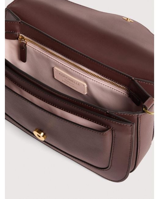 Coccinelle Brown Smooth Calf Leather Shoulder Bag C-Me Medium