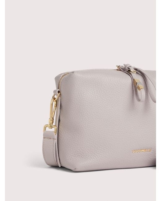 Coccinelle Natural Grained Leather Crossbody Bag Nory Small