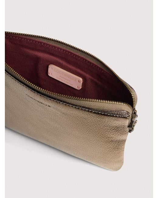 Coccinelle Natural Grained Leather Pouch C-Me Softy Medium