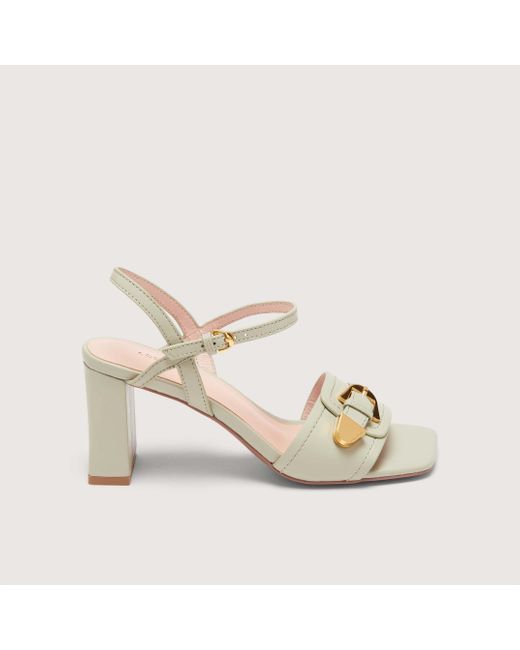 Coccinelle Metallic Smooth Leather Heeled Sandals Magalù Smooth