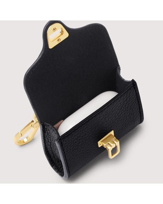 Coccinelle Blue Grained Leather Airpods Case Beat
