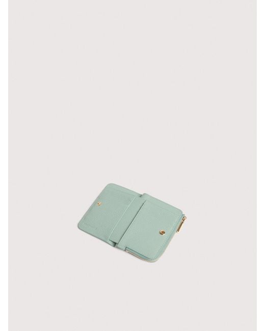 Coccinelle Green Small Grained Leather Wallet Metallic Small