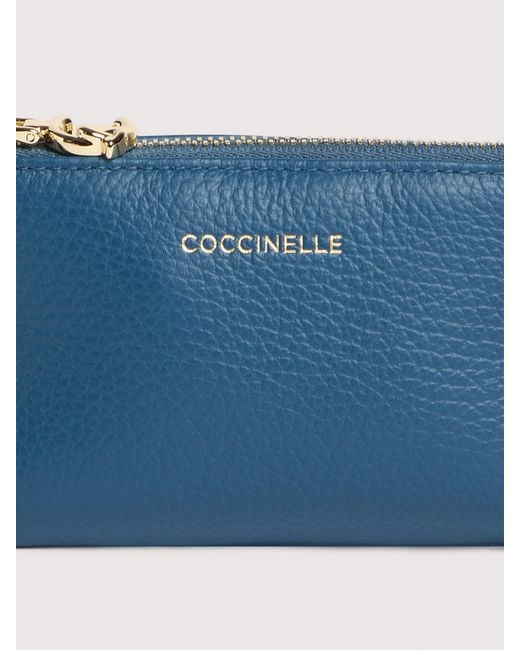 Coccinelle Blue Grained Leather Coin Purse C-Me Small