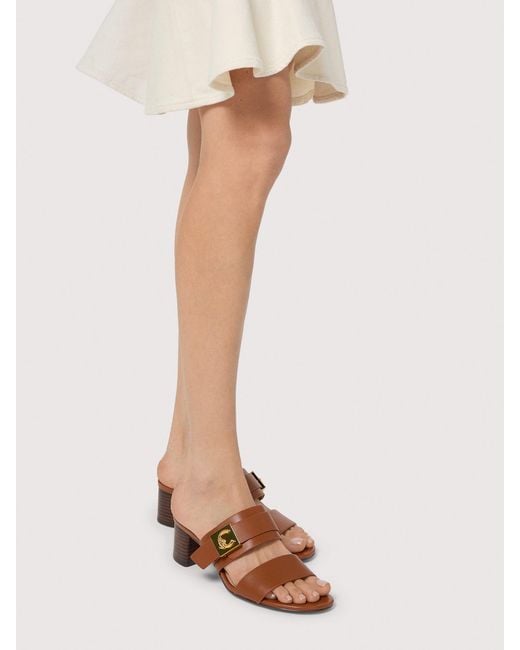 Coccinelle Brown Cowhide-Effect Smooth Leather Sandals C-Me Lock
