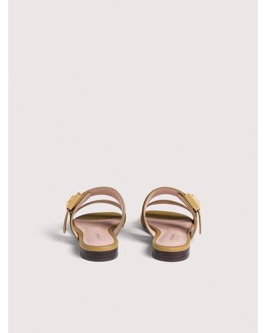Coccinelle Natural Cowhide-Effect Smooth Leather Low-Heeled Sandals C-Me Lock