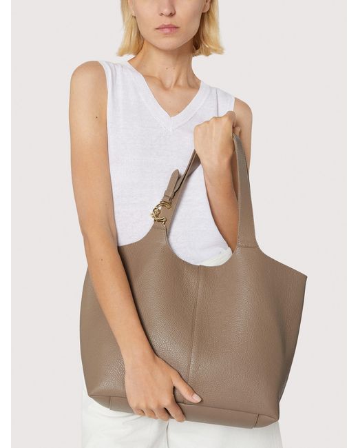 Coccinelle Brown Grained Leather Tote Bag C-Easy Large