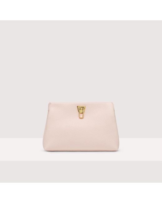 Coccinelle Pink Grained Leather Clutch Bag Beat Clutch Small