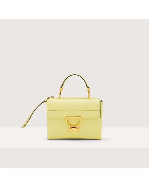 Coccinelle Yellow Grained Leather Handbag Arlettis Small