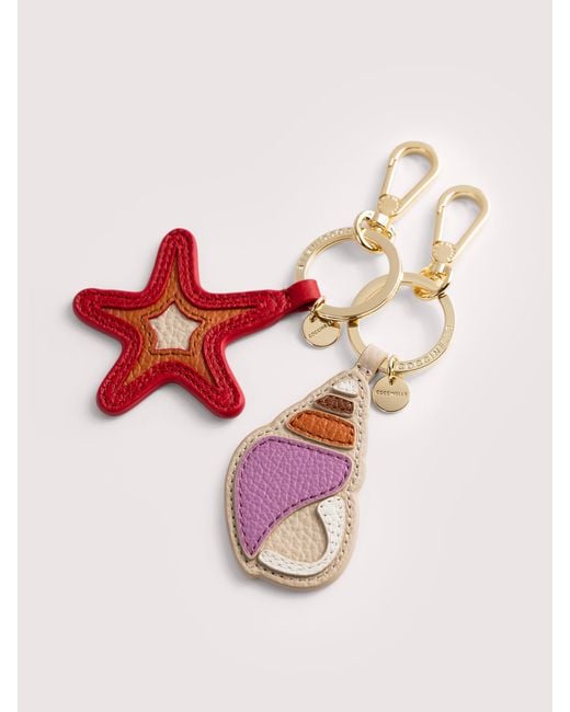 Coccinelle White Grained Leather Key Ring Shell
