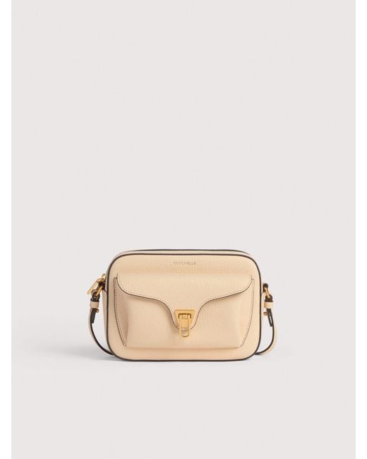 Coccinelle Natural Grainy Leather Crossbody Bag Beat Soft Small