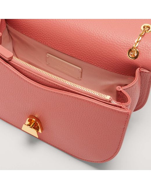 Coccinelle Red Grained Leather Crossbody Bag Dew Medium