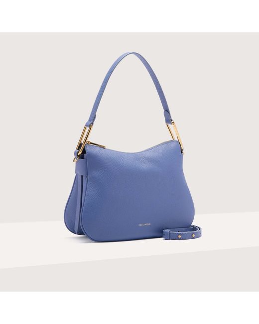 Coccinelle Blue Grained Leather Shoulder Bag Magie Soft Small