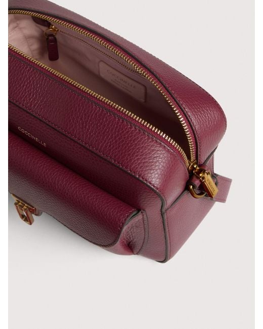 Coccinelle Purple Grained Leather Crossbody Bag Beat Soft Large