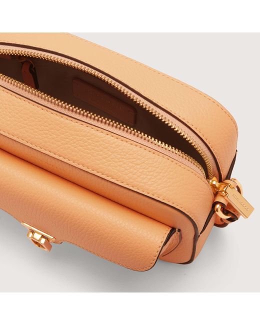 Coccinelle Orange Grainy Leather Crossbody Bag Beat Soft Small