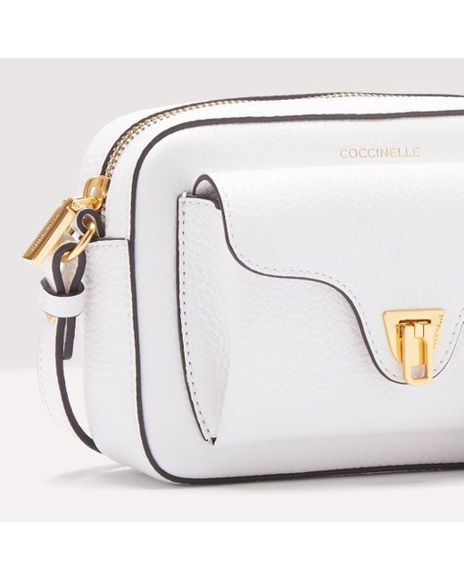 Coccinelle White Grainy Leather Mini Bag Beat Soft Mini