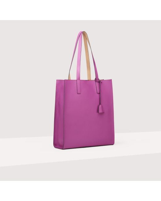 Borsa Shopping in Pelle double Easy Shopping Large di Coccinelle in Purple