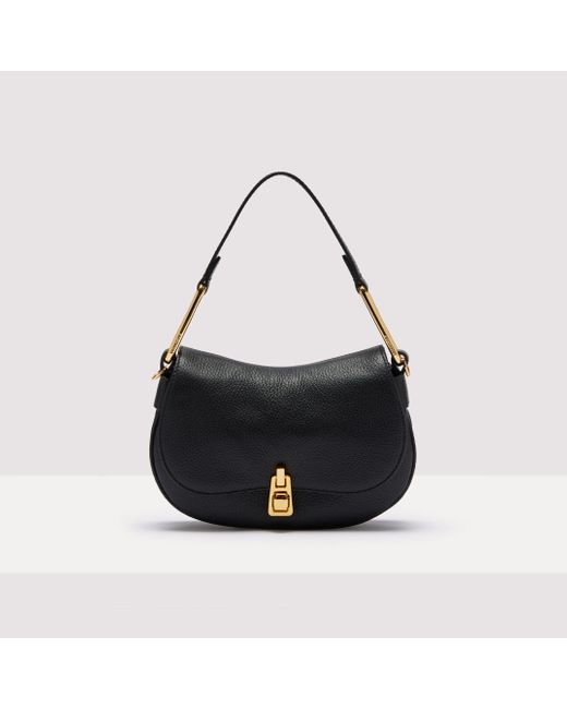 Coccinelle Black Grained Leather Handbag Magie Soft Mini