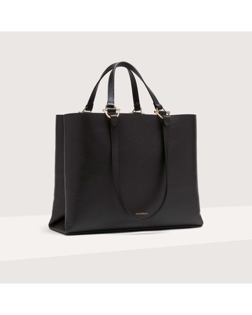 Coccinelle Black Grained Leather Handbag Hop On Medium