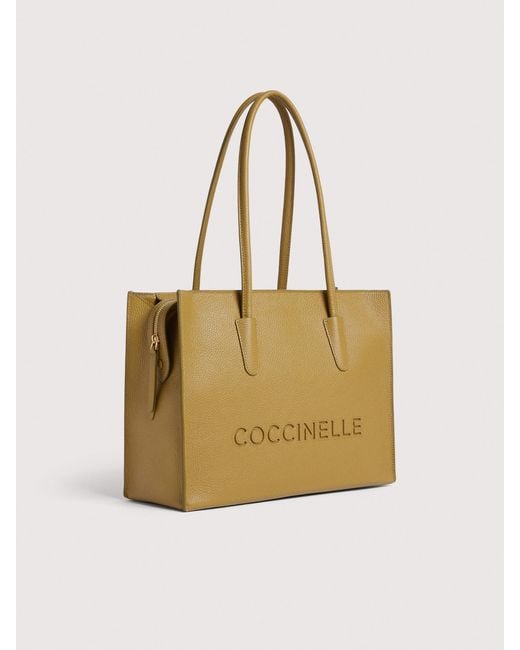 Coccinelle Natural Grained Leather Tote Bag Myrtha26 Medium