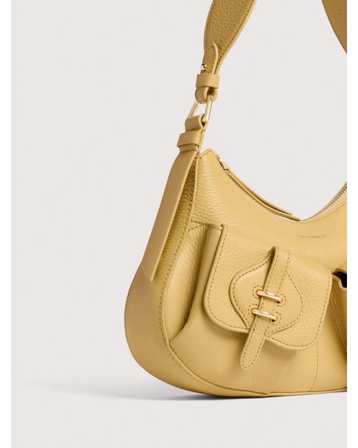 Coccinelle Metallic Grained Leather Shoulder Bag Mavery Pocket Small