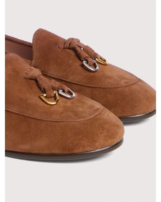 Coccinelle Brown Smooth Leather Loafers Loop Suede