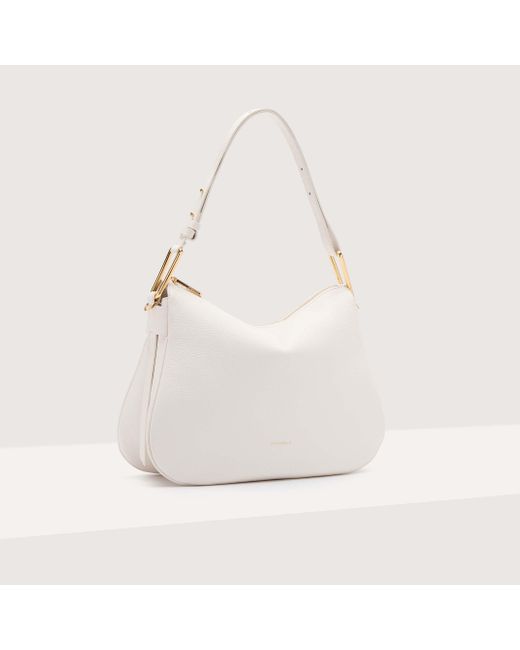 Coccinelle White Grained Leather Shoulder Bag Magie Soft Medium