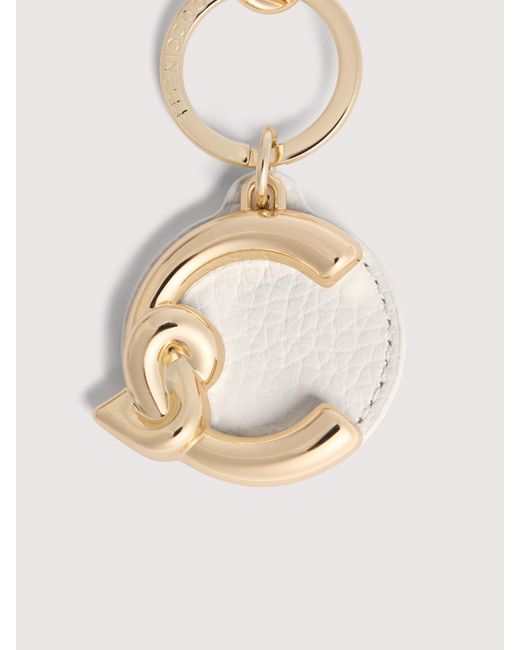 Coccinelle White Leather And Metal Key Ring C-Me