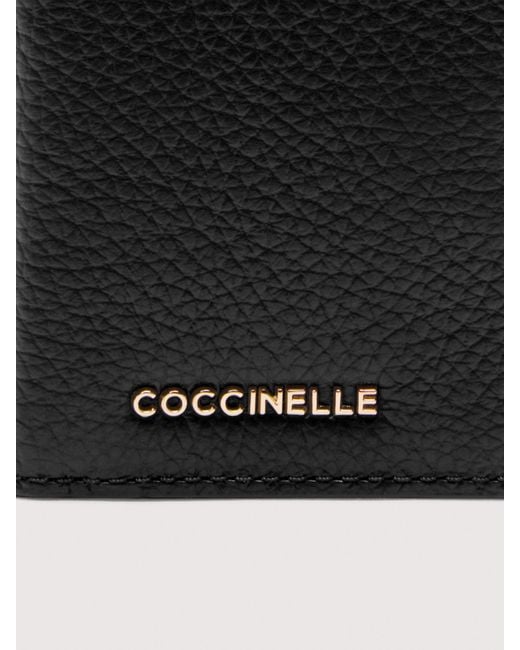 Coccinelle White Kartenetui Aus Genarbtem Leder Metallic Soft
