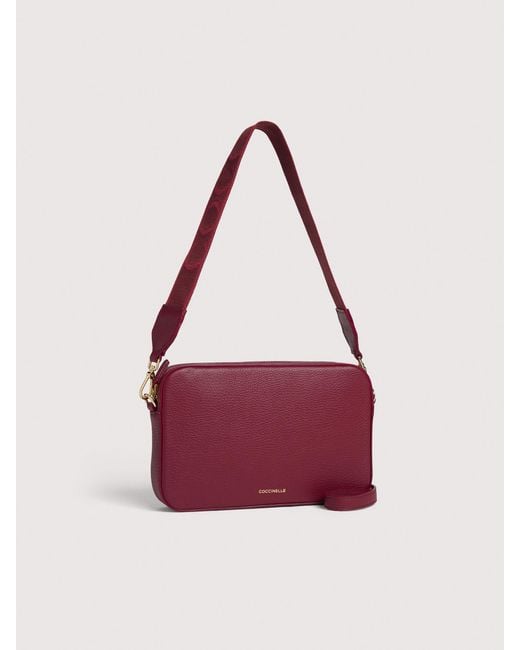 Coccinelle Pink Grained Leather Crossbody Bag Tebe Small