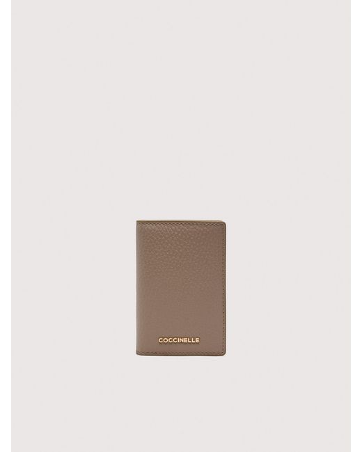 Coccinelle White Grained Leather Card Holder Metallic Small